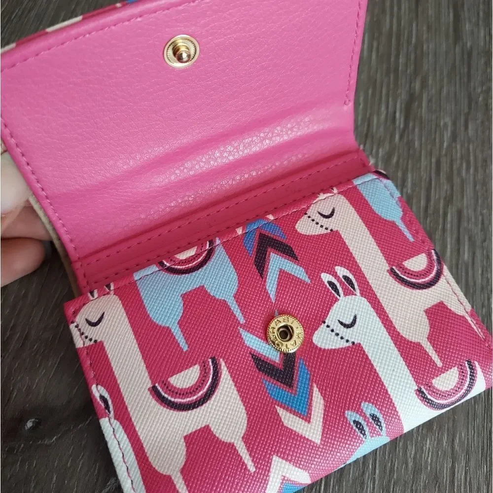 Pink Llama Print Trifold Wallet